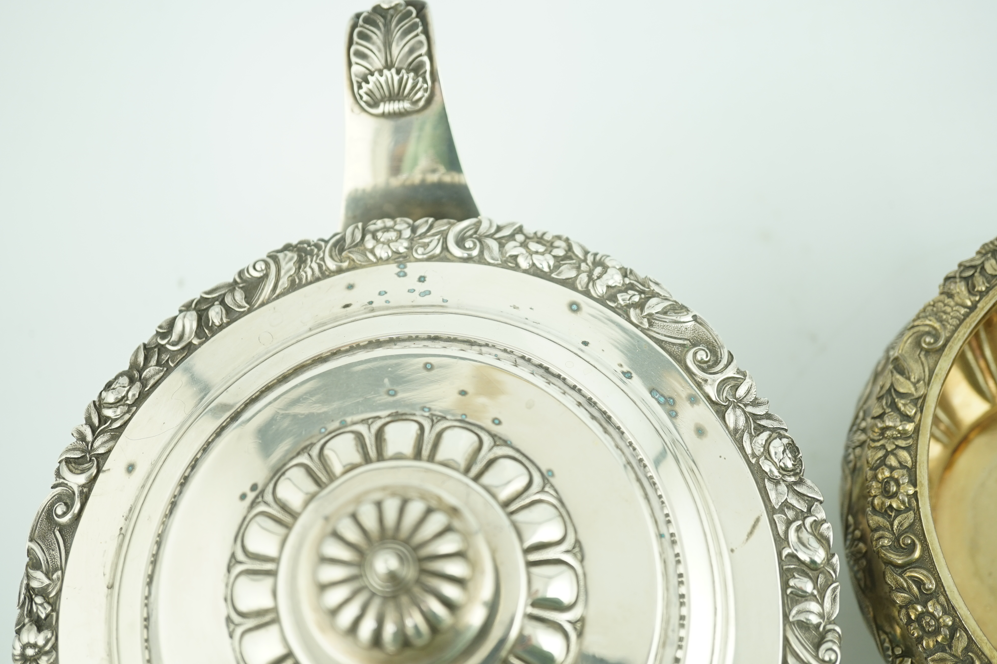 A George IV silver three piece tea set, by William Bateman